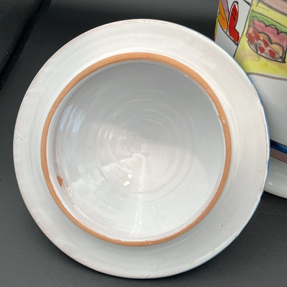 La Musa Italian hand painted ceramic cookie jar. Colorful Picasso style figures. - Picture 11 of 14